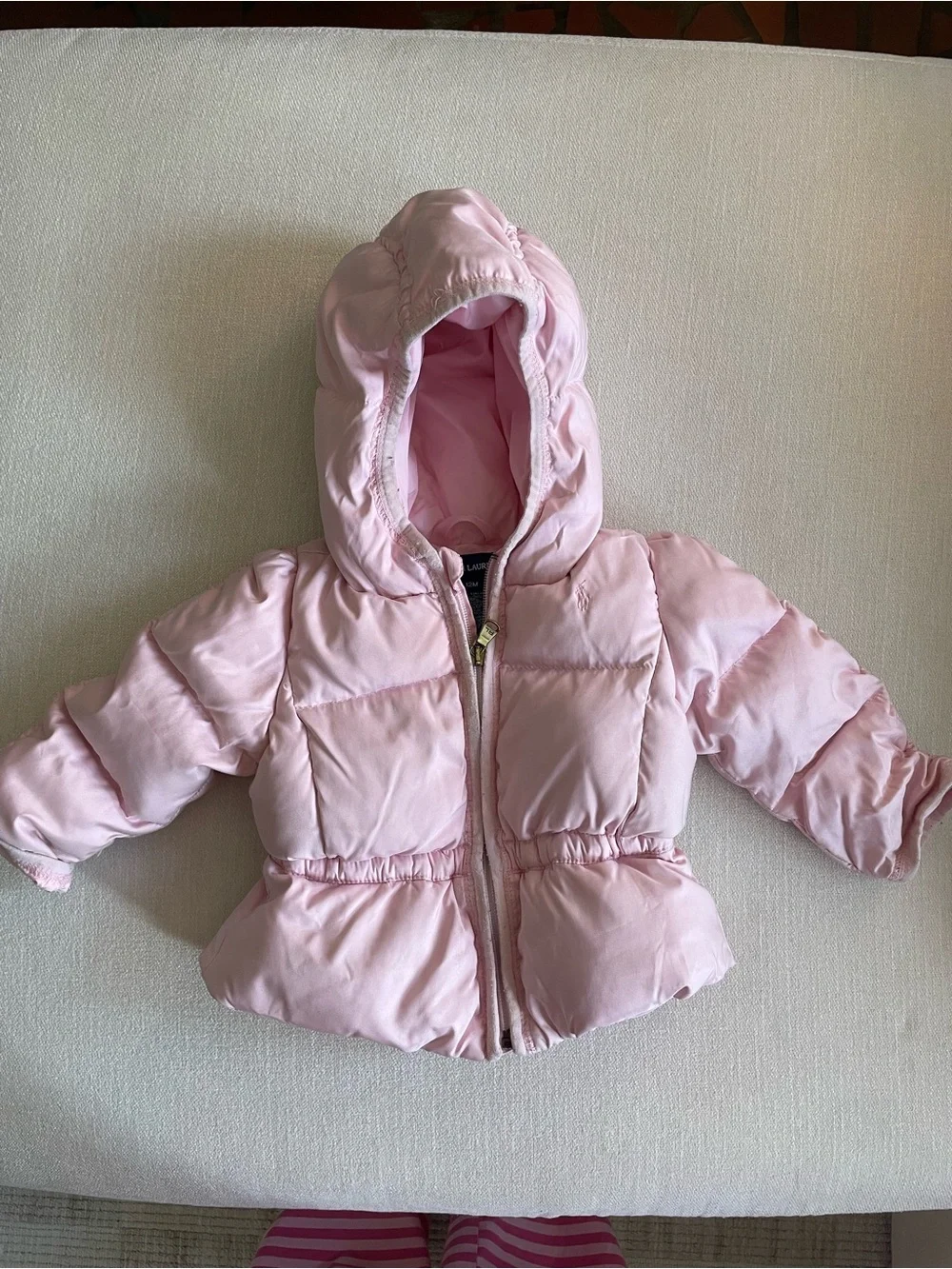 Ralph Lauren Light Pink Quilted Puffer Jacket with Hood